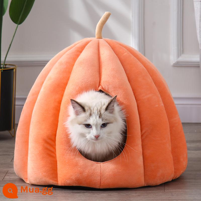 Cat's Nest Winter Mùa đông ấm áp và đóng cửa Bốn Mùa Vật cung thú cưng phổ quát Cushion Pumpkin Cat House Winter Bà House - Classic Pumpkin Cat House-Orange (nâng cấp ấm áp, ấm áp vào mùa đông)