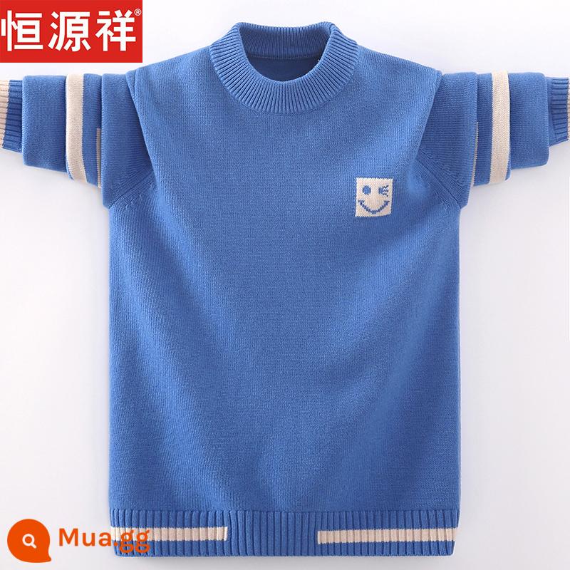 Áo len len trẻ em mới của Hengyuanxiang, áo len bé trai, quần áo trẻ em cỡ lớn, học sinh cashmere, phong cách mùa thu dày đặc, thanh thiếu niên mùa đông - 9025 màu xanh