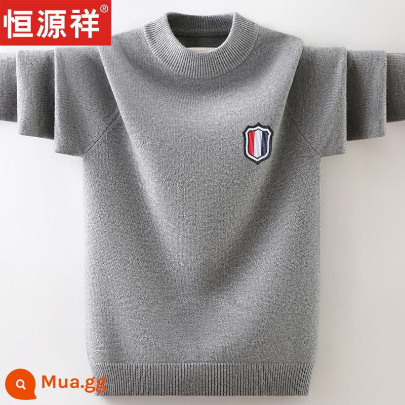 Áo len len trẻ em mới của Hengyuanxiang, áo len bé trai, quần áo trẻ em cỡ lớn, học sinh cashmere, phong cách mùa thu dày đặc, thanh thiếu niên mùa đông - 9069 màu xám