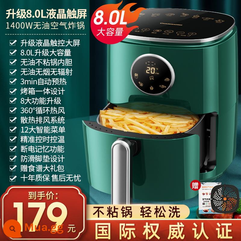 Changhong Nồi Chiên Không Dầu Air Fryer Top 10 Thương Hiệu Gia Dụng 2023 Mới Thông Minh Đa Chức Năng Hoàn Toàn Tự Động Lò Nướng Tích Hợp Động Cơ - [Màn hình cảm ứng LCD trên cùng/màu xanh lá cây 8.0L] Công suất cao 1400W + chip nhập khẩu + lớp lót nồi chống dính không dầu + 8 chức năng nâng cấp chính