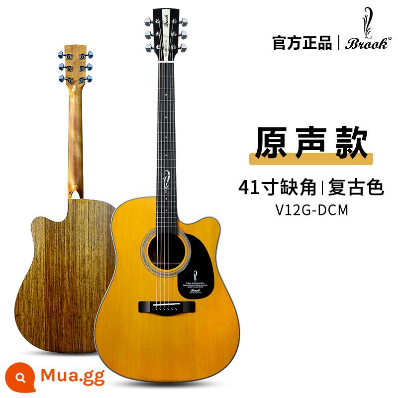 Brook brook guitar V12 ballad người mới bắt đầu chính hãng chính thức hàng đầu cửa hàng hộp điện veneer 36 inch s25 - [V12 Matte] Màu retro 41 inch