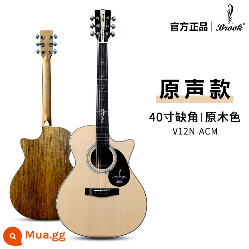 Brook brook guitar V12 ballad người mới bắt đầu chính hãng chính thức hàng đầu cửa hàng hộp điện veneer 36 inch s25 - [V12 Matte] Màu gỗ sứt 40 inch