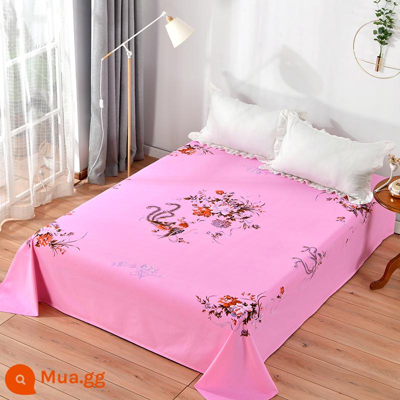 Thượng Hải Cổ Quốc Gia 100 Cotton In Dày Cũ Thô Ga Giường Đơn Chăn Hoài Cổ Vải Cotton - Hoa Mẫu Đơn Phượng Hoàng-Hồng