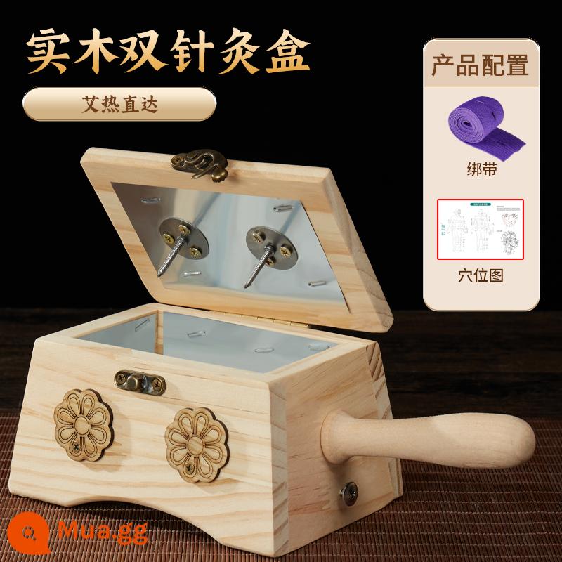 Yun Craftsman Hộp Moxibustion Di động Thiết bị gia dụng Bể gỗ Y học cổ truyền Trung Quốc Bệnh viện Toàn thân đặc biệt Bụng Bụng Cùng phong cách - Kim đôi gỗ nguyên khối [Aire direct access] + sơ đồ huyệt đạo + dây đai