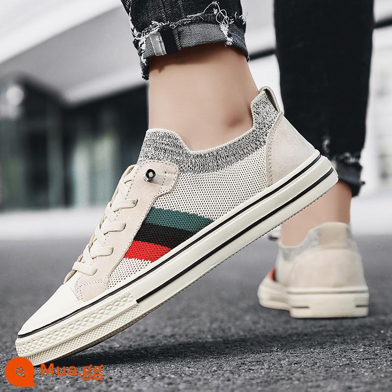 Giày vải nam mùa đông phiên bản Hàn Quốc Sneakers Sneakers nam thể thao lười giày lười Bắc Kinh cổ giày hợp thời trang - be