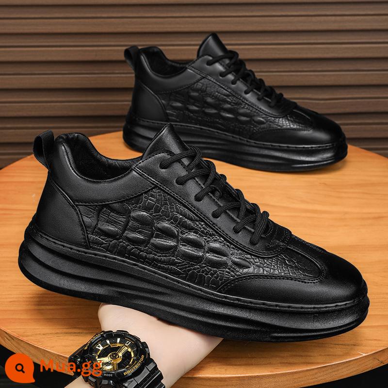 Nam Thu Đông Giày Da Đen Giày Thể Thao Sneaker Đầu Bếp Công Việc Nhà Bếp Chống Thấm Nước Chống Trơn Trượt Bảo Hộ Lao Động Giày Hợp Thời Trang - Đen (tất cả các trận đấu)