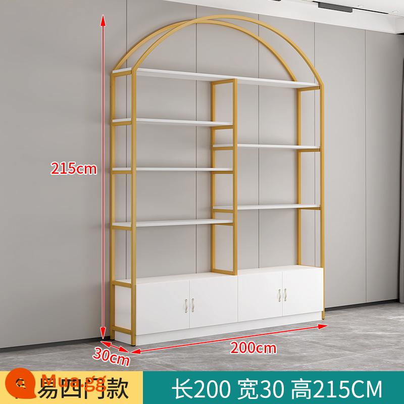 Tủ trưng bày mỹ phẩm thẩm mỹ viện giá trưng bày shop tủ trưng bày sản phẩm phụ shop mẹ bé kệ nhiều tầng - Loại A 200*30*215 khung vàng + bảng trắng [cửa phẳng]