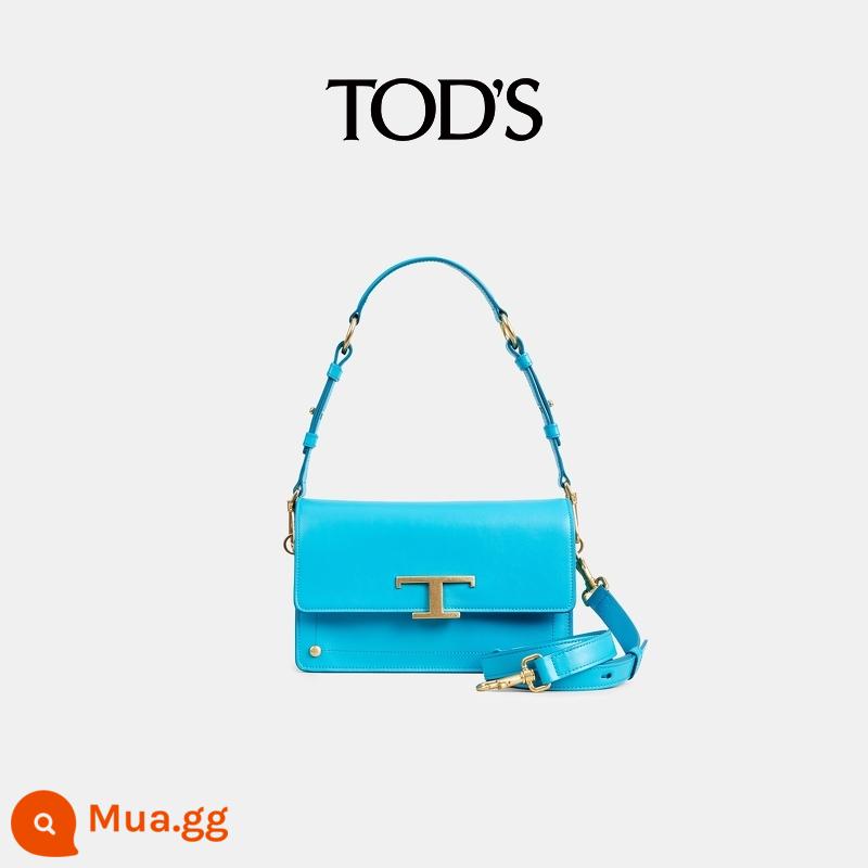 TOD'S Chính Thức Xác Thực Nữ VƯỢT THỜI GIAN Big T Khóa Túi Đeo Vai Da Thường Messenger Di Động Túi Sát Nách - màu xanh da trời