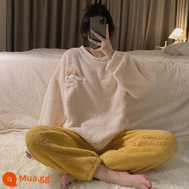 Bộ Đồ Ngủ Mùa Đông Nữ Dịch Vụ Tại Nhà Nỉ San Hô Cardigan Dày Thu Đông Dễ Thương 2 Bộ Đồ Chó Con - CX#2296#Chó Ngọc Quý