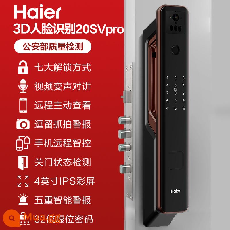 Haier nhận dạng khuôn mặt khóa cửa thông minh V20 nhà hoàn toàn tự động trực quan mắt mèo khóa thông minh khóa vân tay khóa mật khẩu - SV20pro [Nhận dạng khuôn mặt 3D + liên lạc nội bộ thay đổi giọng nói trực quan từ xa + giám sát hoạt động của điện thoại di động + báo thức]