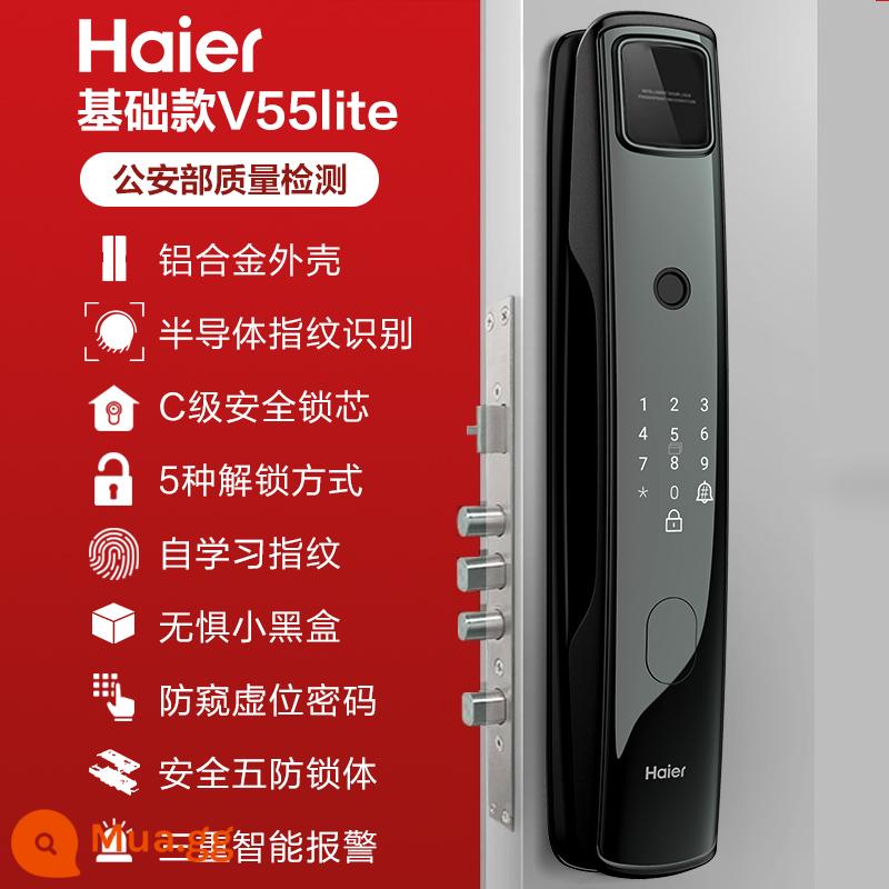 Haier vân tay khóa cửa thông minh SV55 nhận dạng khuôn mặt cửa ra vào nhà chống trộm khóa mật khẩu giám sát hoạt động - Model cơ bản V55lite [vân tay bán dẫn + mật khẩu ảo + trụ khóa cấp C]