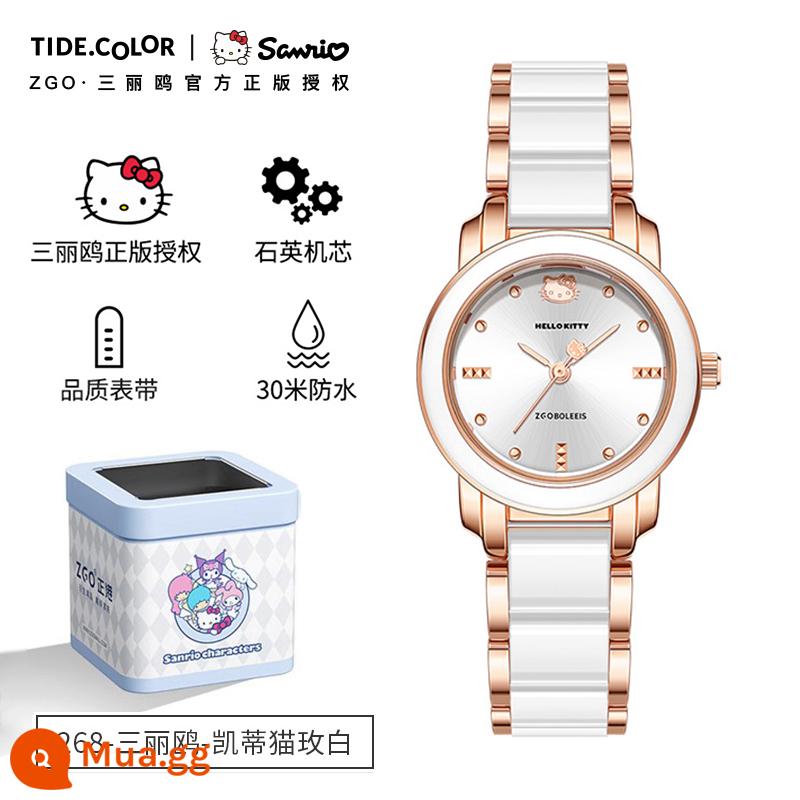 Tidecolor doanh Đồng hồ mùa hè Sanrio nữ 2022 đồng hồ thạch anh mới đồng hồ nữ thiết kế thích hợp - [Chính Hãng]268Hello-Trắng Hồng