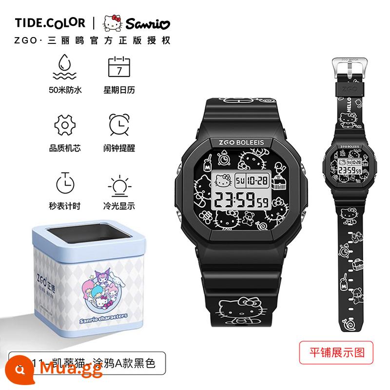 Tidecolor khớp Hello Watch đồng hồ nữ trung học cơ sở - [Chính Hãng] 8611 Graffiti Đen-Xin Chào