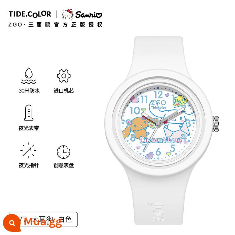 Đồng hồ Tidecolor doanh Sanrio Melody đồng hồ nữ học sinh trẻ em bé gái bé gái học sinh tiểu học chống thấm nước - [Chính Hãng] 877-Tai To-Trắng