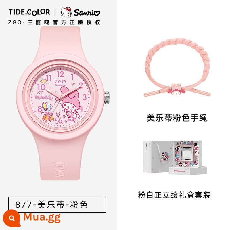 Đồng hồ Tidecolor doanh Sanrio Melody đồng hồ nữ học sinh trẻ em bé gái bé gái học sinh tiểu học chống thấm nước - [Hộp Quà Hồng Trắng] 877-Melody-Pink + Vòng Tay Hồng Melody