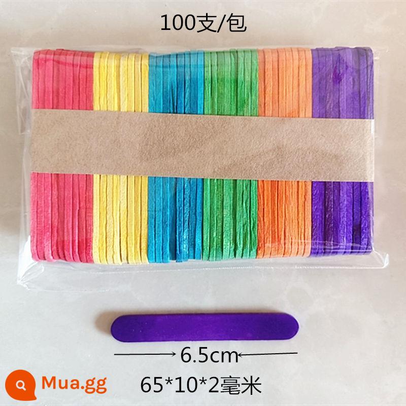 Hot-bán cấp thực phẩm ice cream stick popsicle stick popsicle stick thanh gỗ mô hình que kem thủ công thanh 100 miễn phí vận chuyển - 65*10*2mm màu 100 miếng