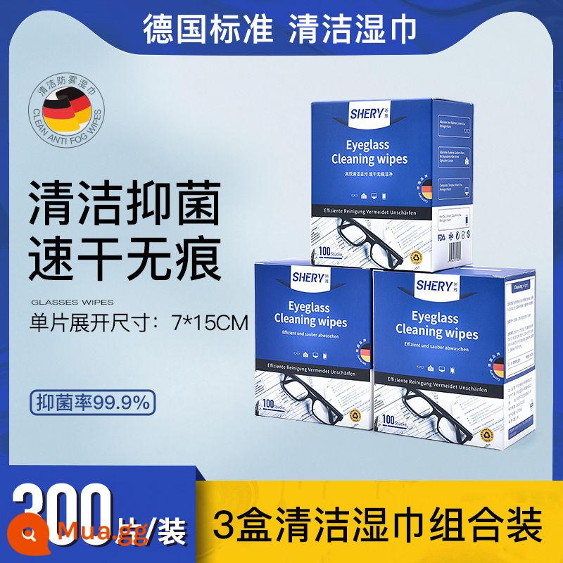 Khăn lau kính tiêu chuẩn Đức khăn lau mắt chống sương mù dùng một lần chuyên nghiệp không làm tổn thương ống kính giấy lau đặc biệt - Khăn lau kính 300 miếng