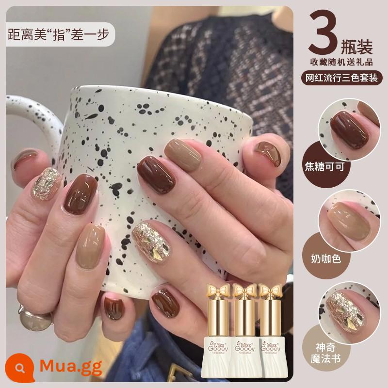 Mùa Hè Móng Chân Keo Dán Móng Tay 2023 Mới Gương Trắng Aurora Bạc Magic Gương Bột Móng Tay Shop Chuyên Dụng - Ca cao caramel + màu cà phê sữa + cuốn sách ma thuật kỳ diệu