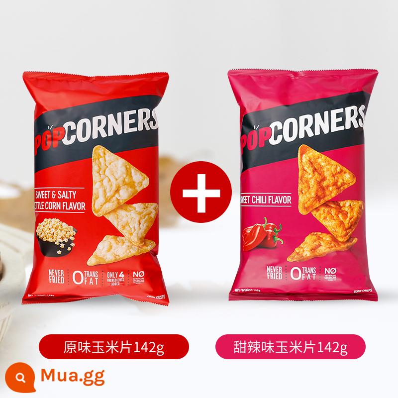 Spot~ American POPCORNERS Bắp ngô Flakes Snack khoai tây chiên giòn Puffed Snack Biscuit Food 142g - Hương vị nguyên bản 142g + cay ngọt 142g (miễn phí kẹp niêm phong)