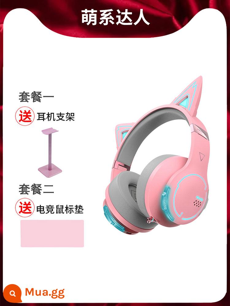 Tai nghe Bluetooth tai mèo gắn trên đầu Rambler HECATE G5BT máy tính không dây hình cô gái trò chơi dễ thương thể thao điện tử - Bột tinh thể bạch kim