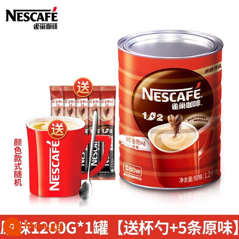 Cà phê Nestle 1+2 hương vị nguyên bản lon lớn 1200g Bột cà phê hòa tan 3 trong 1 lon 1.2kg cà phê Nestle - 1200g*1 lon [đi kèm cốc + thìa + 5 hương vị truyền thống]