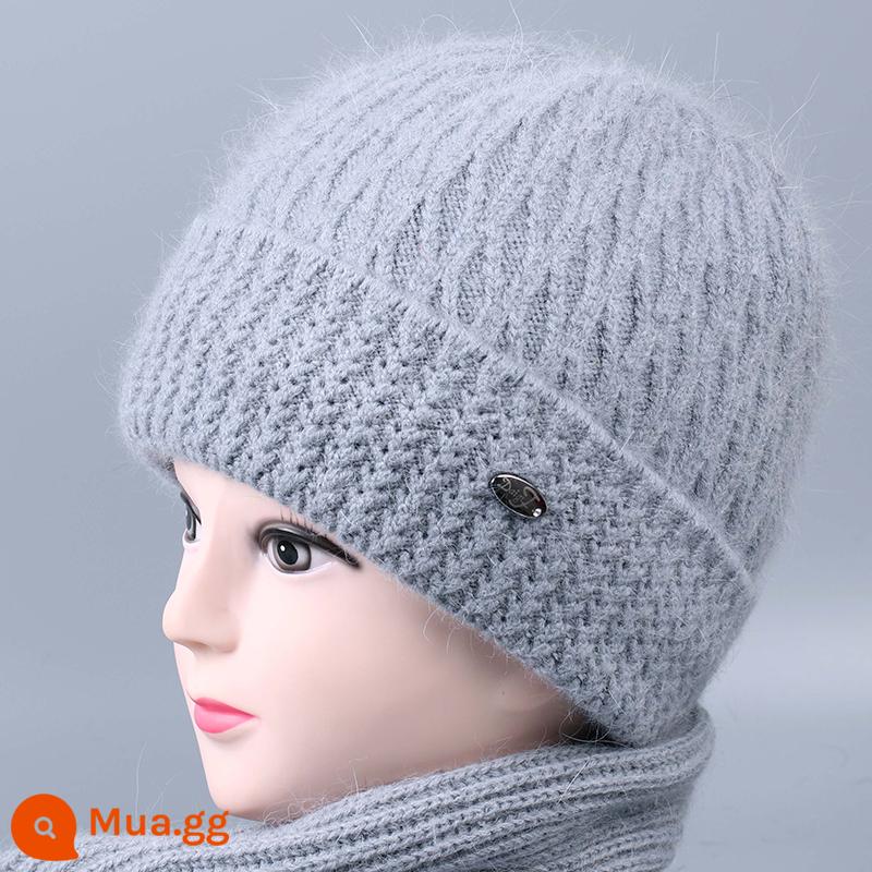 Mùa Đông Trung Niên Và Người Già Mũ Nữ Bà Thỏ Mũ Len Plus Nhung Dày Mẹ Nón Len Bà Già Mũ Cotton Ấm Áp - Màu xám (chỉ có mũ)