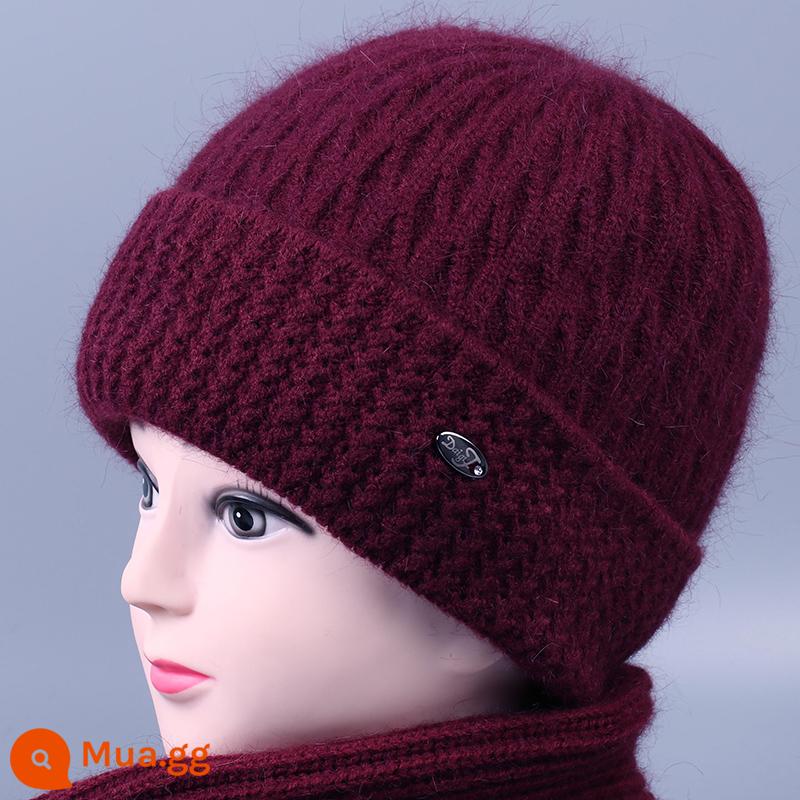 Mùa Đông Trung Niên Và Người Già Mũ Nữ Bà Thỏ Mũ Len Plus Nhung Dày Mẹ Nón Len Bà Già Mũ Cotton Ấm Áp - Burgundy (nắp riêng)