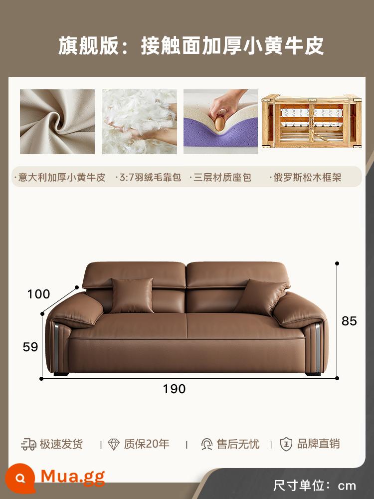 Zoer Ghế sofa da tối giản theo phong cách Ý phong cách retro căn hộ nhỏ phòng khách sofa da sofa hiện đại tai voi - Phiên bản hàng đầu: da bê dày trên bề mặt tiếp xúc - 1,9 mét cho hai người