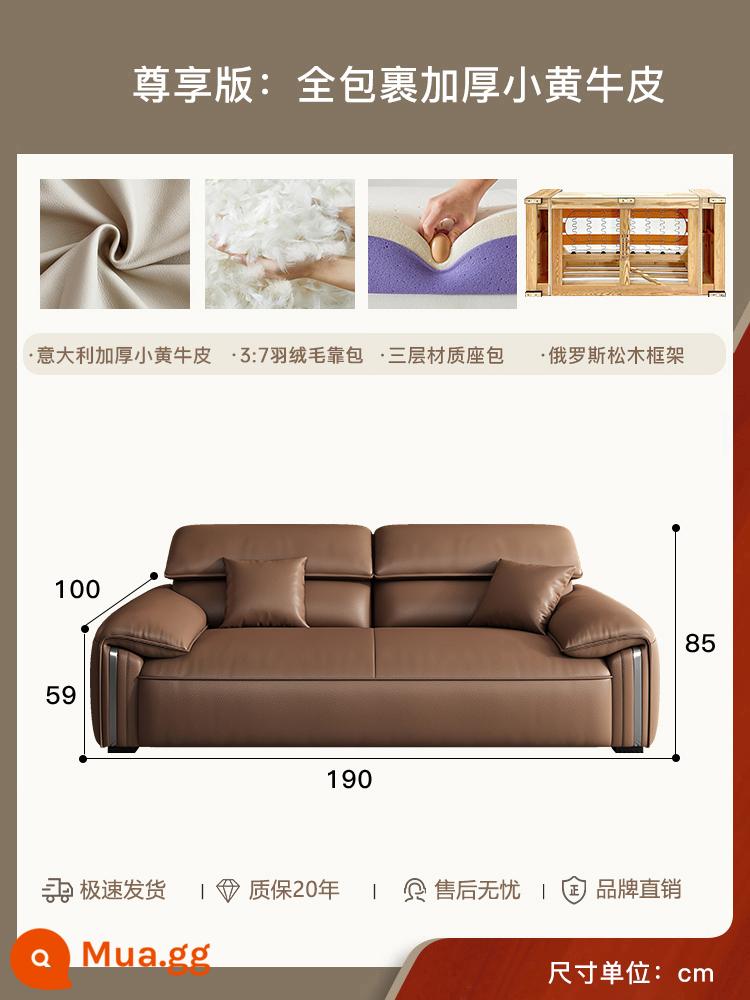 Zoer Ghế sofa da tối giản theo phong cách Ý phong cách retro căn hộ nhỏ phòng khách sofa da sofa hiện đại tai voi - Phiên bản độc quyền: được bọc hoàn toàn bằng da bê dày - 1,9 mét cho hai người