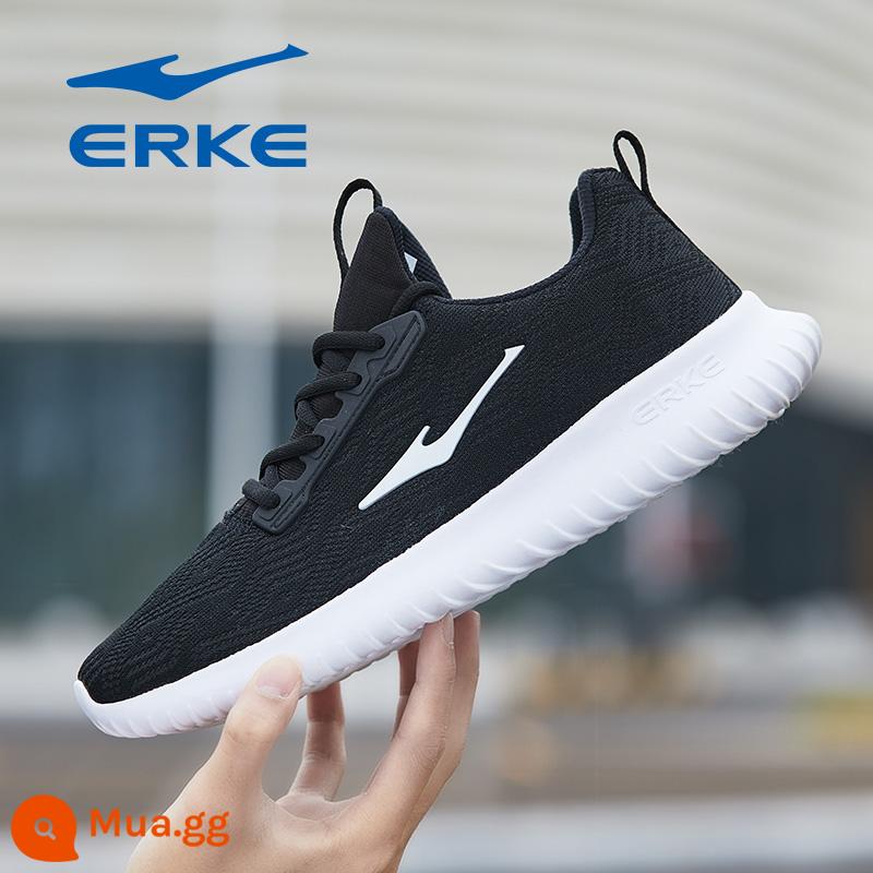 Hongxing Erke Nam Mùa Thu Đông Da Chống Thấm Nước Chạy Bộ Chính Thức Hàng Đầu Store Mùa Đông Nỉ Giày Sneakers Nam - H lưới-đen và trắng 4126