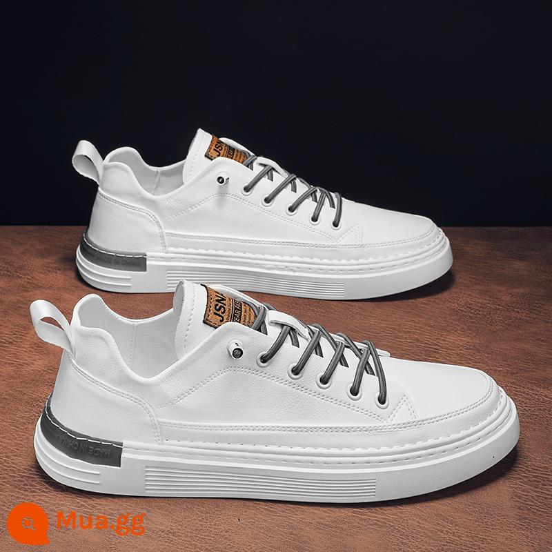 Giày Nam Thu Đông 2022 Giày Sneaker Nam Mới Giày Da Nam Thể Thao Slip On Giày Lười Hợp Thời Trang Nam - Trắng