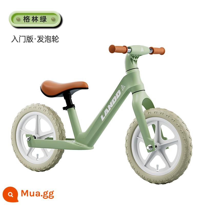 Xe thăng bằng doudou trẻ em màu xanh không có bàn đạp 1-3-6 tuổi 2 trẻ em xe trượt scooter đồ chơi xe cho bé xe trượt scooter - 12 inch [Xanh lục] Nâng cấp không cần bơm hơi cho trẻ 2-6 tuổi