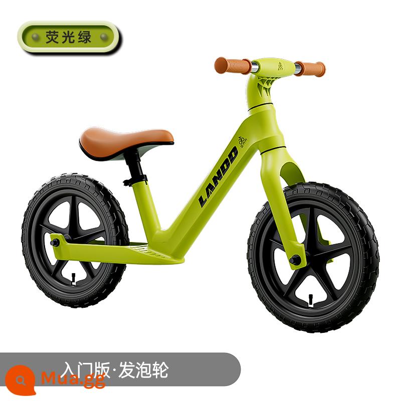 Xe thăng bằng doudou trẻ em màu xanh không có bàn đạp 1-3-6 tuổi 2 trẻ em xe trượt scooter đồ chơi xe cho bé xe trượt scooter - Bánh xe xốp 12 inch [Xanh lục huỳnh quang] Phiên bản đầu vào + Dụng cụ lắp đặt 2-6 tuổi