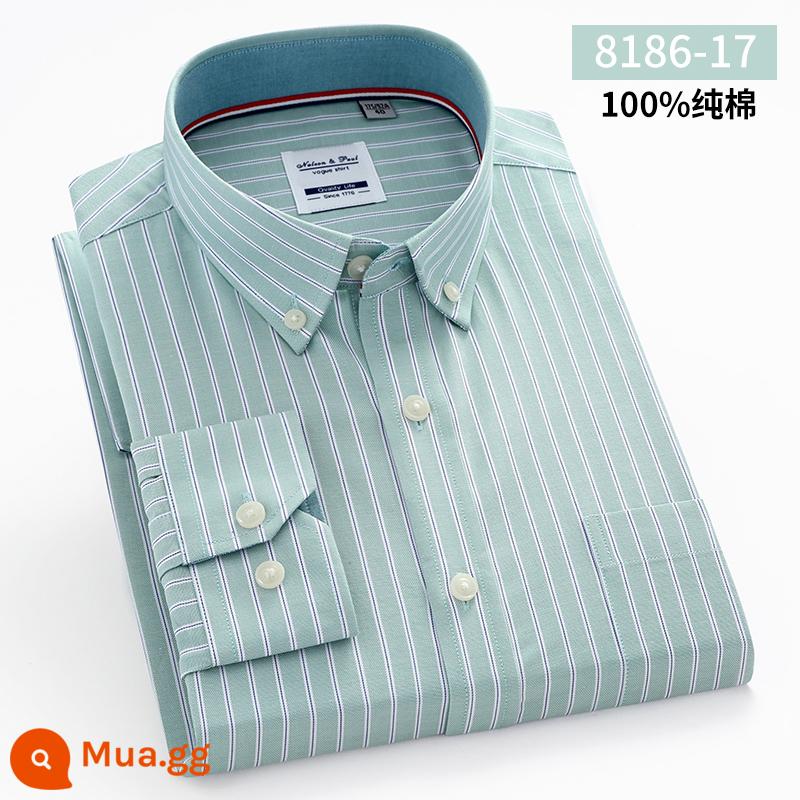 Ralph Lauren Polo Mùa Xuân Áo Sơ Mi Cotton Nam Dài Tay Sọc Trung Niên Công Sở Mỏng Nam Cotton Oxford Áo Sơ Mi - 8186-17 (tay dài cotton nguyên chất)