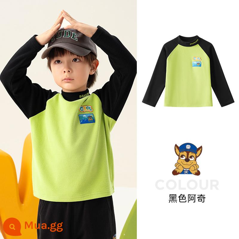 Áo thun dài tay bé trai Paw Paw Team xuân thu 2023 bé trai Áo thun cotton trẻ em bé gái đáy áo sơ mi hợp thời trang - Màu đen sống động 251