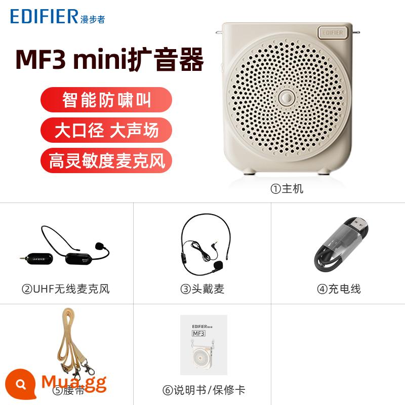 Edifier ong nhỏ loa máy giáo viên tai nghe không dây chuyên dụng giáo viên lớp micro bài giảng hướng dẫn - Yunyan White (MF3 mini+micro không dây UHF+tai nghe+cáp sạc+đai)