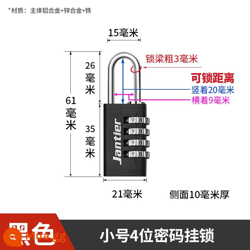 Đồng thau kết hợp khóa ổ khóa hộ gia đình nhỏ khóa cửa tủ ký túc xá khóa chìa khóa tủ bảo quản vali sinh viên chống trộm máy - Ổ khóa mật khẩu-Mật khẩu 4 chữ số nhỏ-Đen