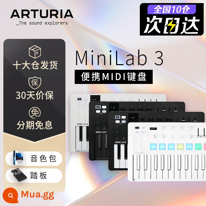 Arturia 25 phím MiniLab 3 bộ sắp xếp âm nhạc mới âm nhạc điện tử bộ điều khiển di động Bàn phím MIDI - Được vận chuyển từ mười kho hàng [MiniLab 3 mẫu mới thế hệ thứ ba, màu trắng tiêu chuẩn] + bàn đạp duy trì + âm thanh chính hãng