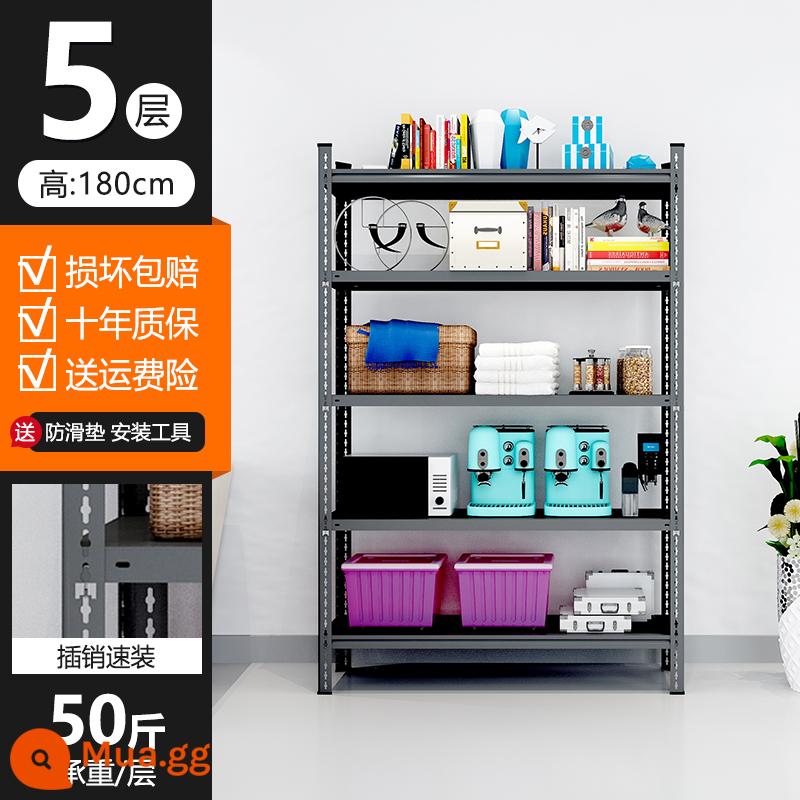 Kho Kệ Giá Đỡ Nhiều Tầng Giá Siêu Thị Thép Góc Nhà Bếp Hộ Gia Đình Đơn Giản Giá Sắt Second-hand Miễn Phí Vận Chuyển - Model nâng cấp màu đen [lắp đặt nhanh trong 10 phút] Cao 180 cm, năm lớp, lắp bu lông