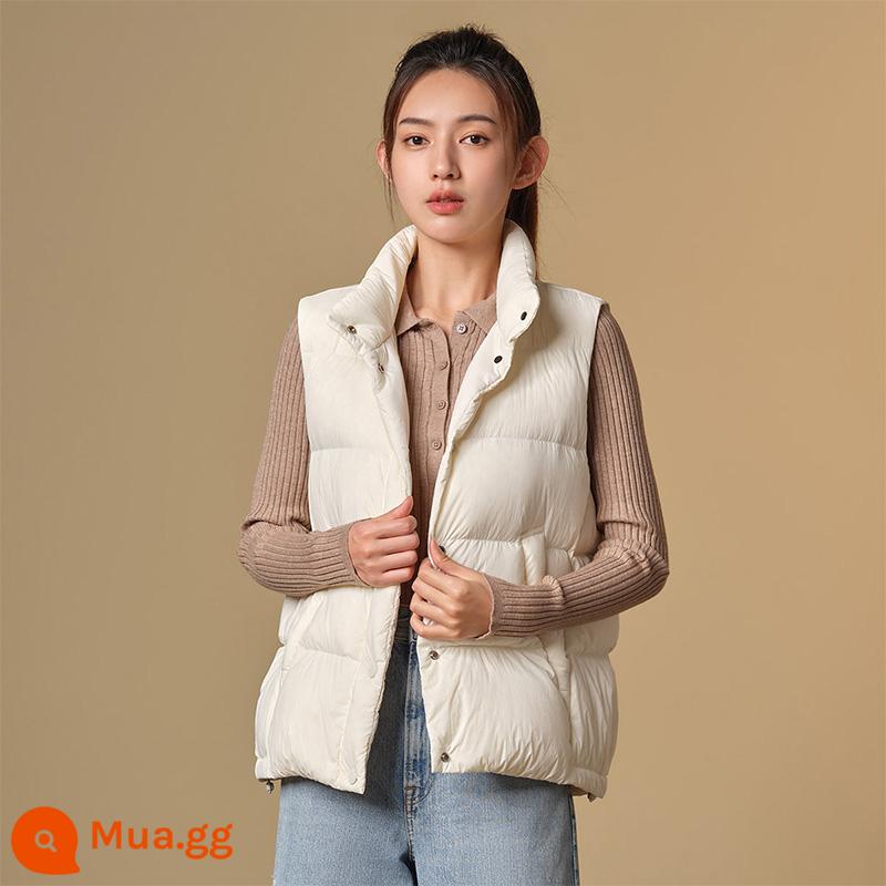 Tambor 2022 Mới Xuống Áo Vest Nữ Cổ Ngắn Đứng Cổ Đa Năng Áo Vest Áo Khoác Nhẹ - 0087 mây trắng, tóc trộn mới và cũ