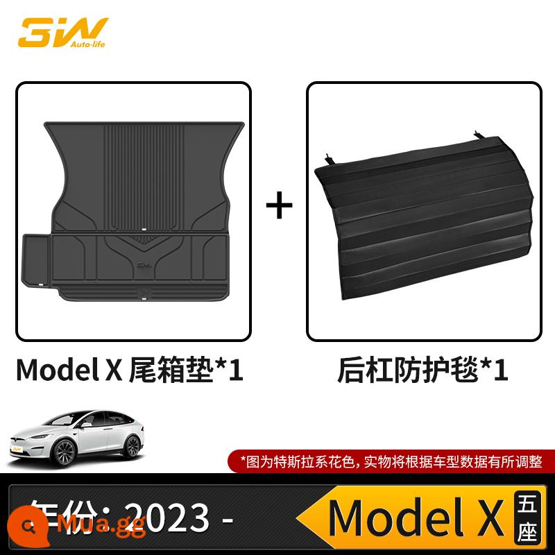 Thảm cốp xe TPE đầy đủ 3W phù hợp cho Tesla Model3 ModelY modelX S Edamame 3 thảm cốp xe - Thảm lót khoang sau 5 chỗ Model X + chăn bảo vệ (23-24 mẫu)