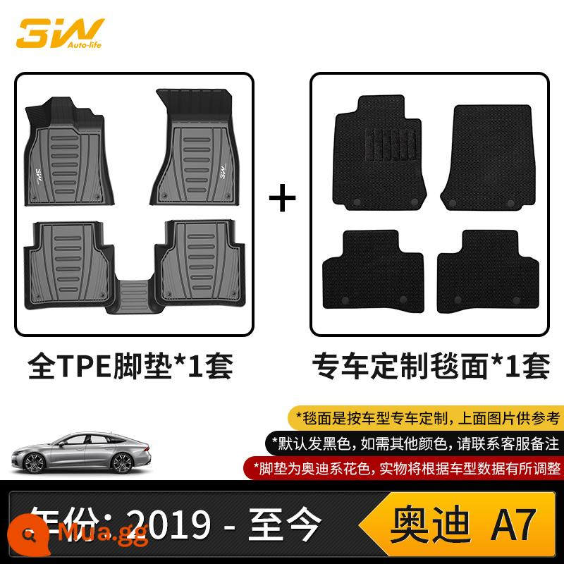 3W full TPE thích hợp cho thảm trải sàn Audi A3LA4L A6L A7L Q2L Q3Q4 Q5L Q7Q8 RS4 S3 - Thảm sàn Audi A7 full TPE + chăn dày màu đen (mẫu 19-24)