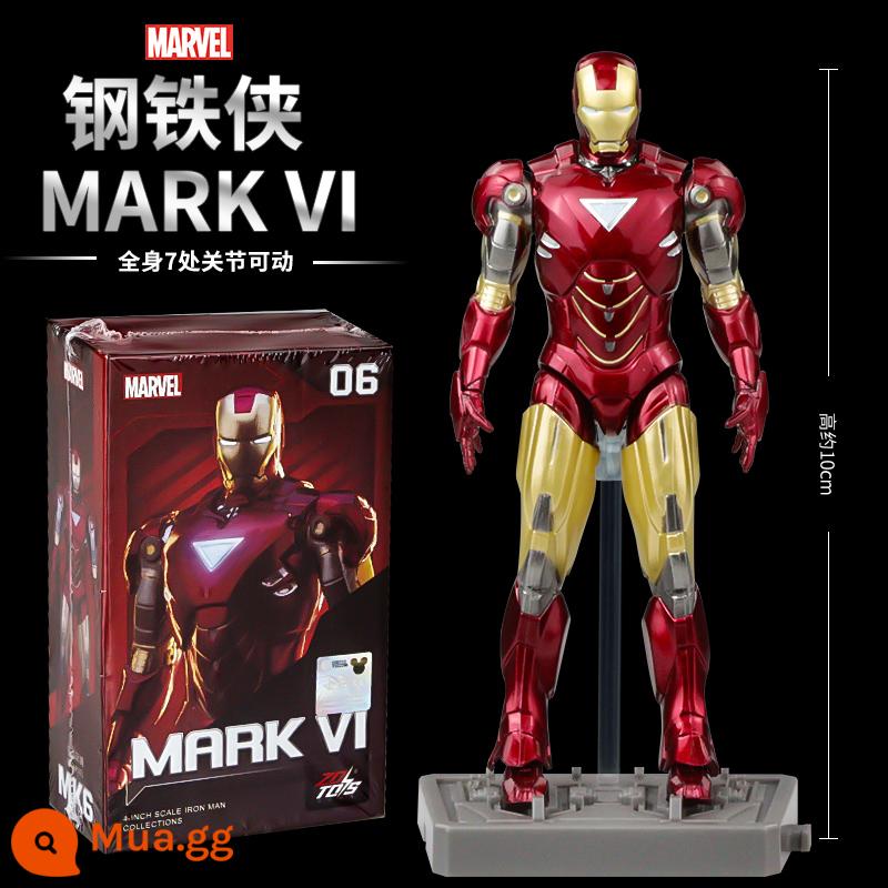 Mid -Motion Iron Man MK85 Di chuyển Puppet chính hãng Marvel Avengers Model Mô hình mô hình mô hình - [Iron Man MK6] Khoảng 10cm + đế