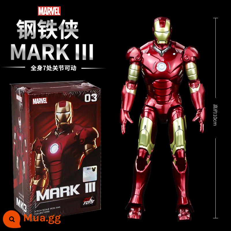 Mid -Motion Iron Man MK85 Di chuyển Puppet chính hãng Marvel Avengers Model Mô hình mô hình mô hình - [Iron Man MK3] Khoảng 10cm + Gnaku (dạ quang)