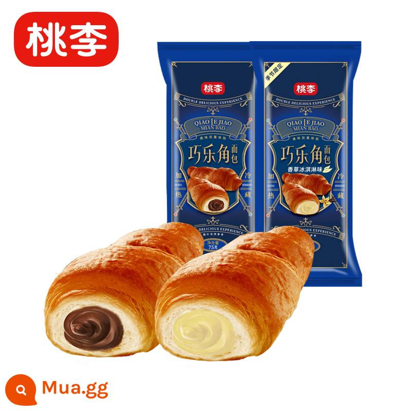 [Khuyến nghị trực tiếp] Bánh mì góc Tao Li Qiao Le 450g Sandwich Bữa sáng Bánh sừng bò Bánh ngọt Hương vị sô cô la - Vị sô cô la + vị kem vani_450g