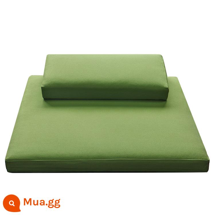 Thảm thiền chánh niệm cao cấp lụa dừa đệm thiền ngồi thiền đệm thiền đệm futon dày nhà đệm thiền - Gấp trơn màu xanh lá cây