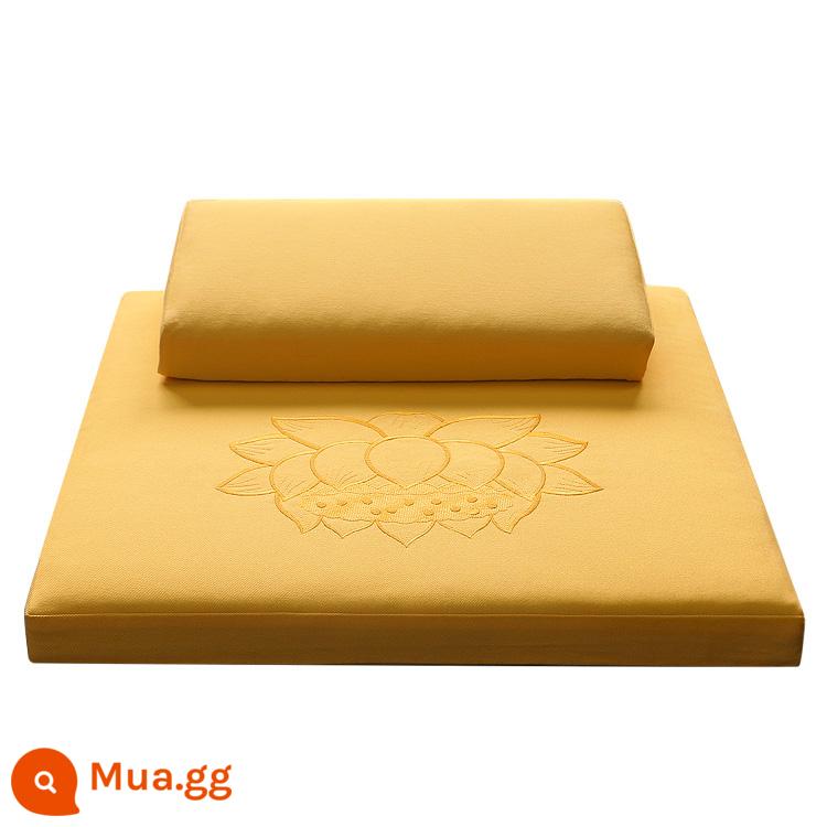 Thảm thiền chánh niệm cao cấp lụa dừa đệm thiền ngồi thiền đệm thiền đệm futon dày nhà đệm thiền - nếp gấp thêu vàng