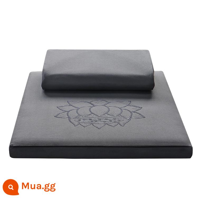 Thảm thiền chánh niệm cao cấp lụa dừa đệm thiền ngồi thiền đệm thiền đệm futon dày nhà đệm thiền - nếp gấp thêu màu xám