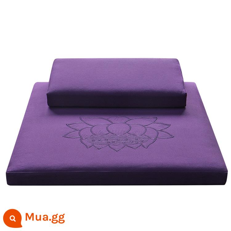 Thảm thiền chánh niệm cao cấp lụa dừa đệm thiền ngồi thiền đệm thiền đệm futon dày nhà đệm thiền - nếp gấp thêu màu tím