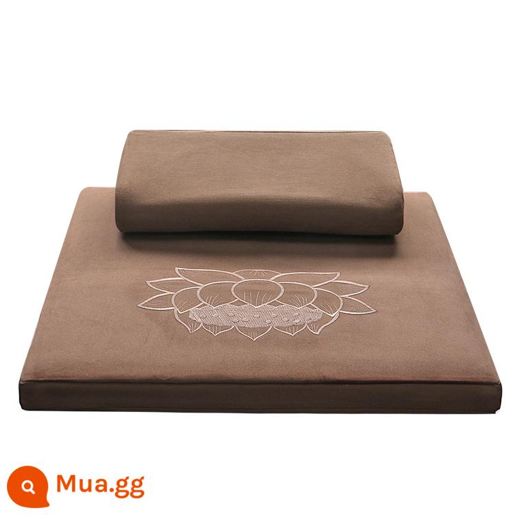 Thảm thiền chánh niệm cao cấp lụa dừa đệm thiền ngồi thiền đệm thiền đệm futon dày nhà đệm thiền - Gấp thêu cà phê nhẹ